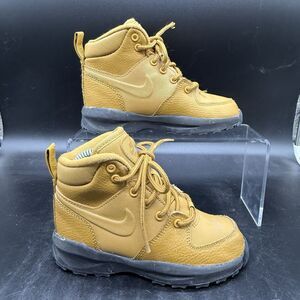 Nike Manoa Boots Kids Size 11C Wheat Tan Leather Hiking Outdoor BQ5373-700